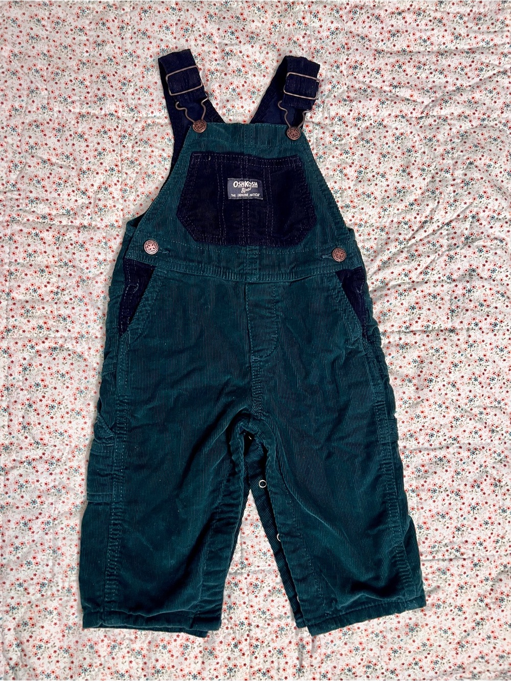 OshKosh B'gosh Dark Teal Corduroy Overalls with Navy Accents